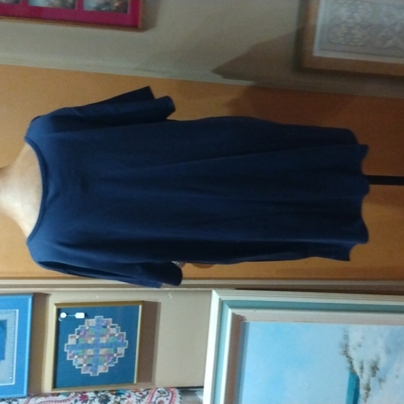 VINTAGE 90s Blue Oversized Tee 1X - Picture 2 of 3